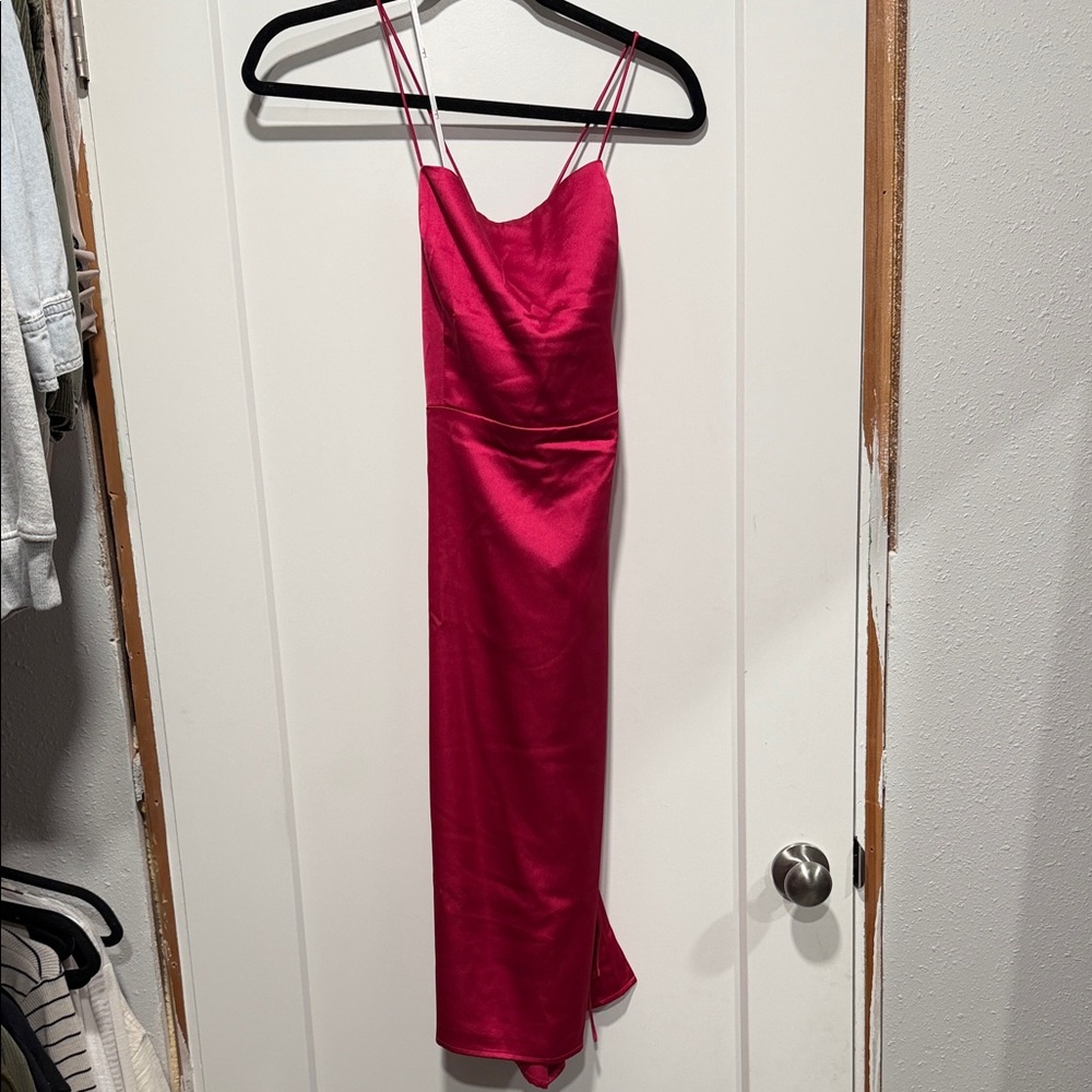 Lulu's Fuchsia Satin Backless Dress